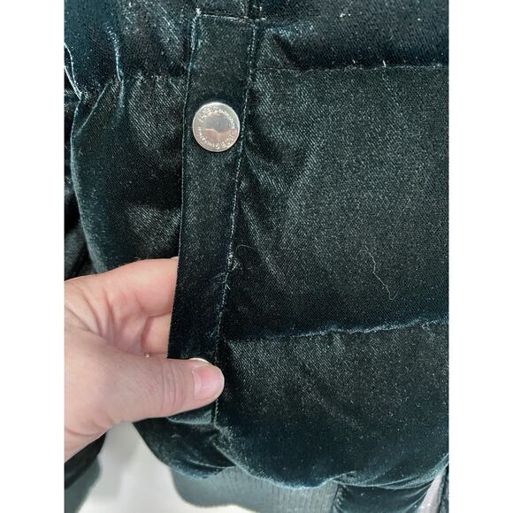 BCBGeneration Women Winter Down Velvet Puffer Coat Outerwear Emerald Green Small - Picture 5 of 16
